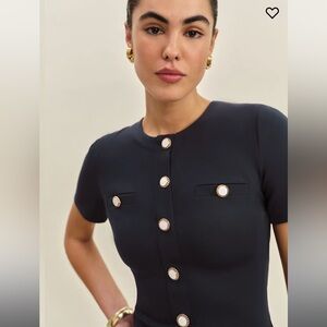 Reformation Ellen Knit Top size S Navy Blue